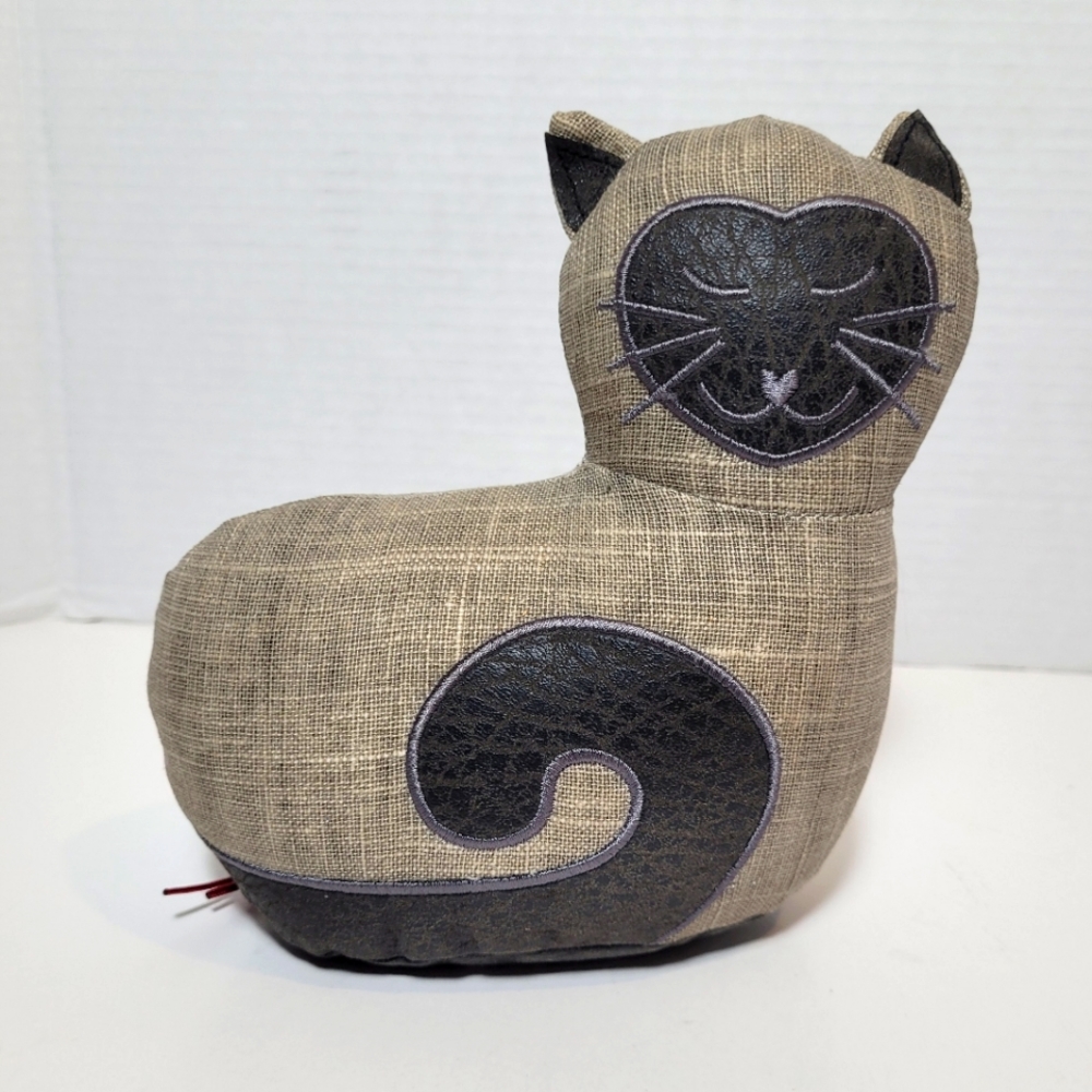 Stuffed Kitty Cat Doorstop or Bookend By Dora Designs RARE